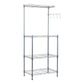 Mind Reader Alloy Collection, 3-Tier Industrial Microwave Stand with Utility Shelf and Drying Hooks, Metal, 21.25"L x 13.5"W x 50"H, Silver