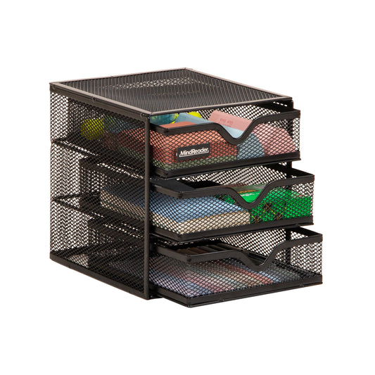 Mind Reader Desktop Accessory Storage, Desk Supplies, Organizer, Office, Metal Mesh, 6.25"L x 6.5"W x 6.5"H, Black