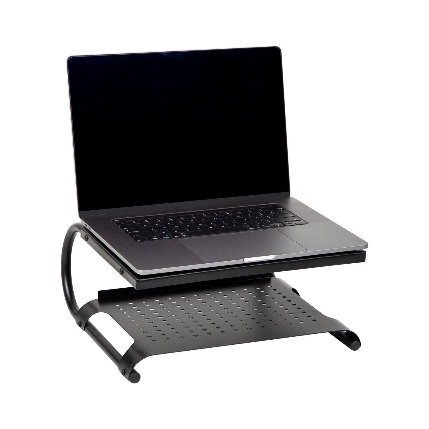 Mind Reader Monitor Stand, Ventilated Laptop Riser, Desktop Organizer, Storage, Office, Metal, 14"L x 12.5"W x 6"H, Black