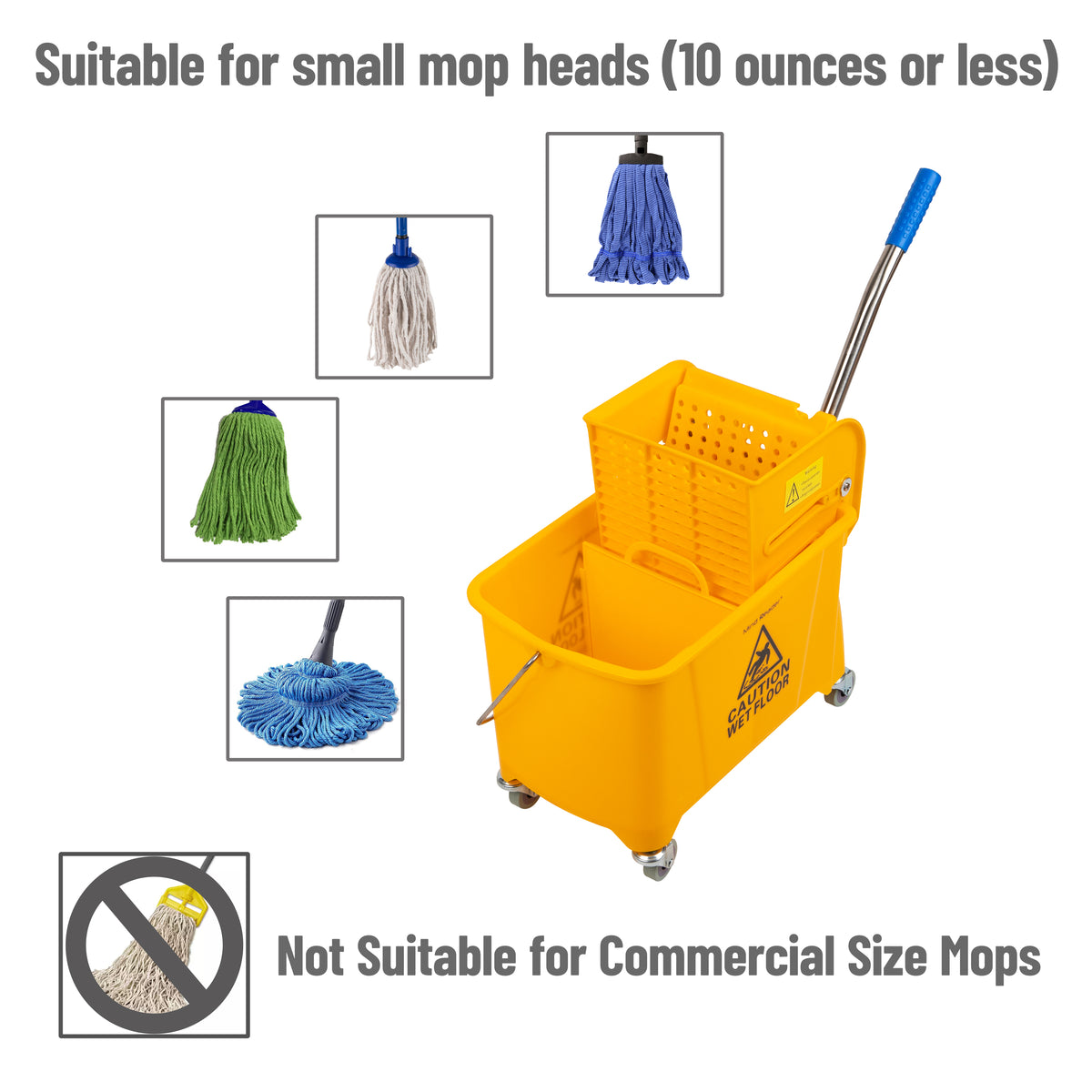 Mind Reader Mop Bucket with Wringer, 22 Qt (5.5 Gallon), Floor Cleanin ...