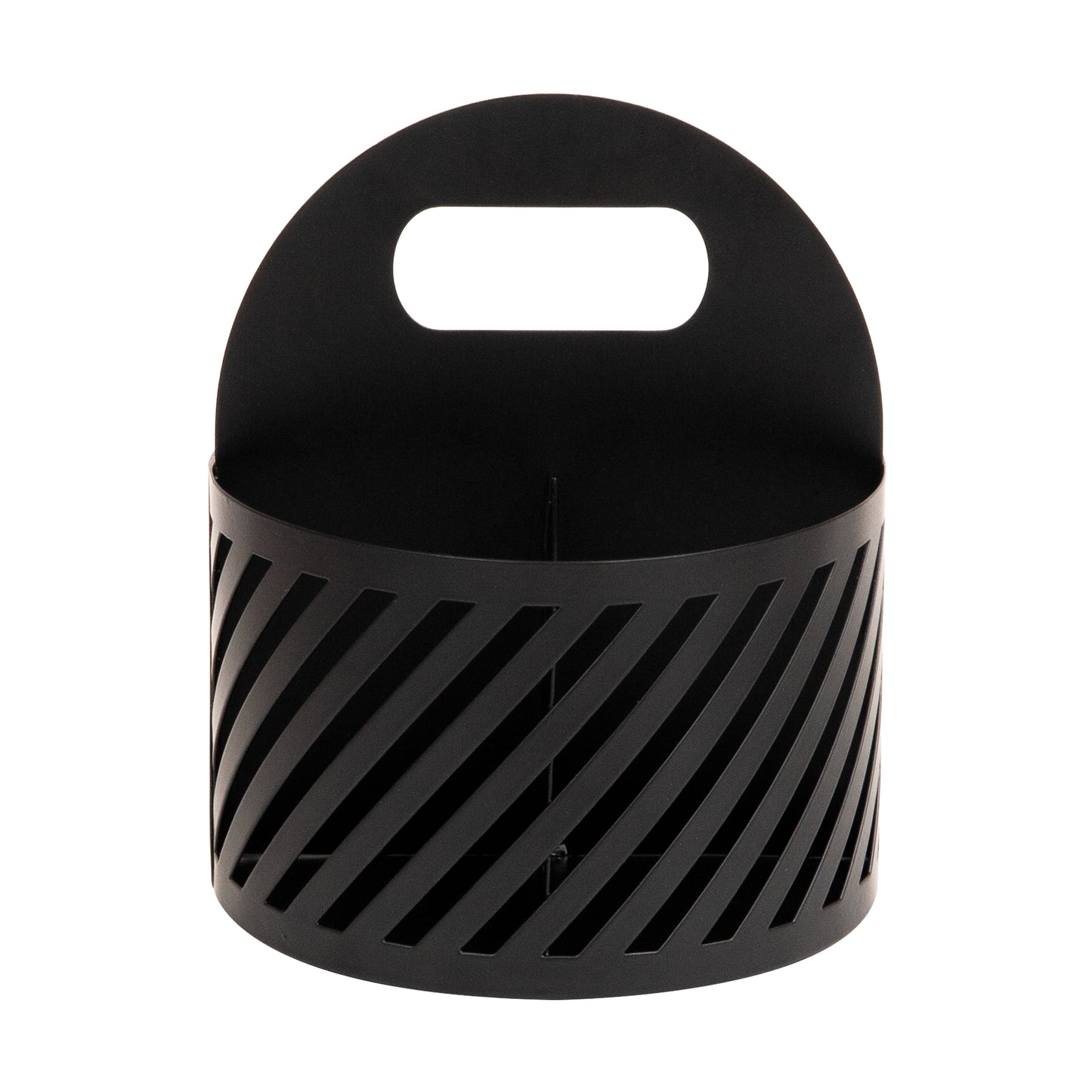 Mind Reader Round Metal Desktop Carousel Organizer with Handle, Four Compartments, Office Supplies and Accessories, Metal