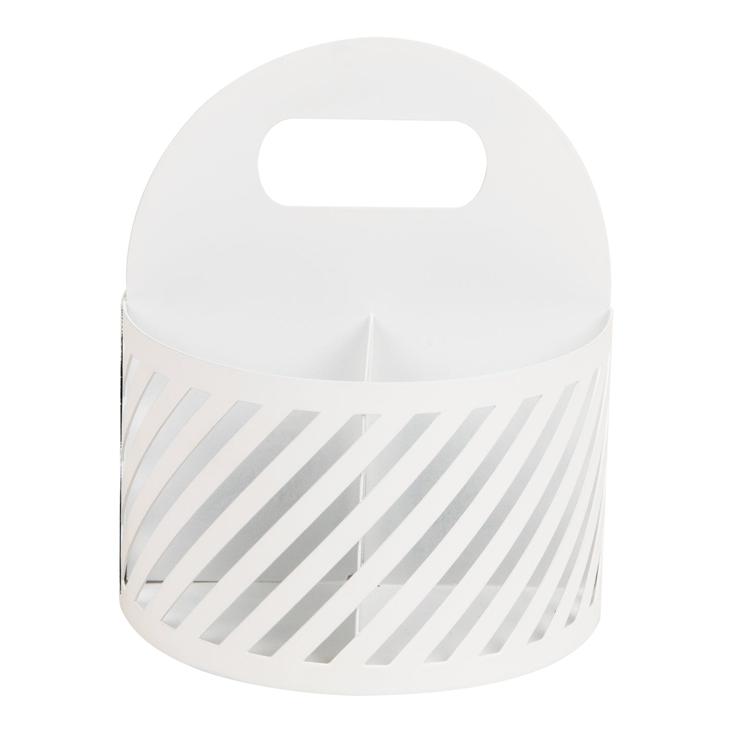 Mind Reader Round Metal Desktop Carousel Organizer with Handle, Four Compartments, Office Supplies and Accessories, Metal