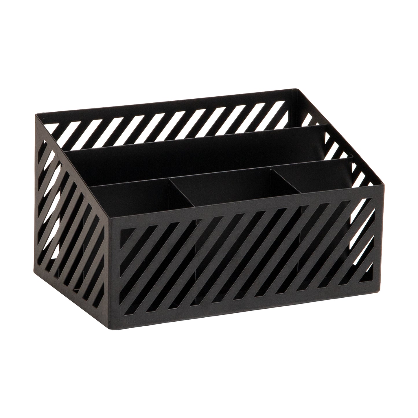 Mind Reader Desktop Organizer and Mail Sorter, Five Compartments, Office Supplies and Accessories, Metal, Black