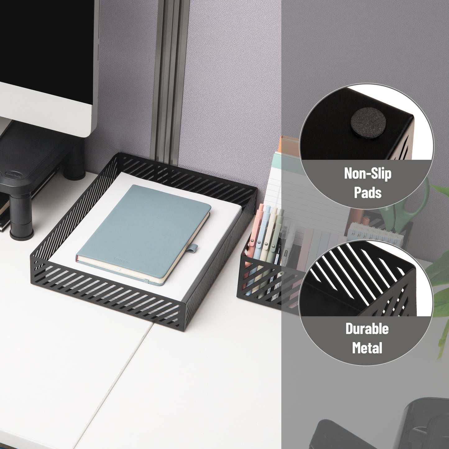 Mind Reader Metal Letter Size Paper Tray, Desktop Document Organizer with Non-Slip Pads, Office Desk Accessory Tray, Metal