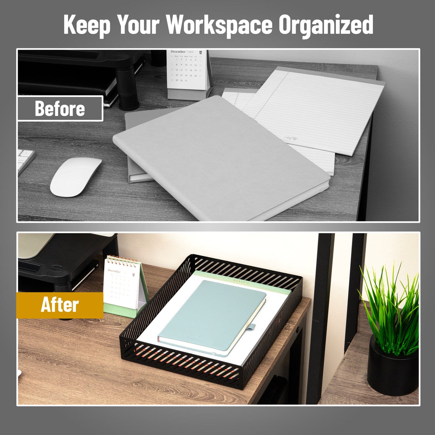 Mind Reader Metal Letter Size Paper Tray, Desktop Document Organizer with Non-Slip Pads, Office Desk Accessory Tray, Metal
