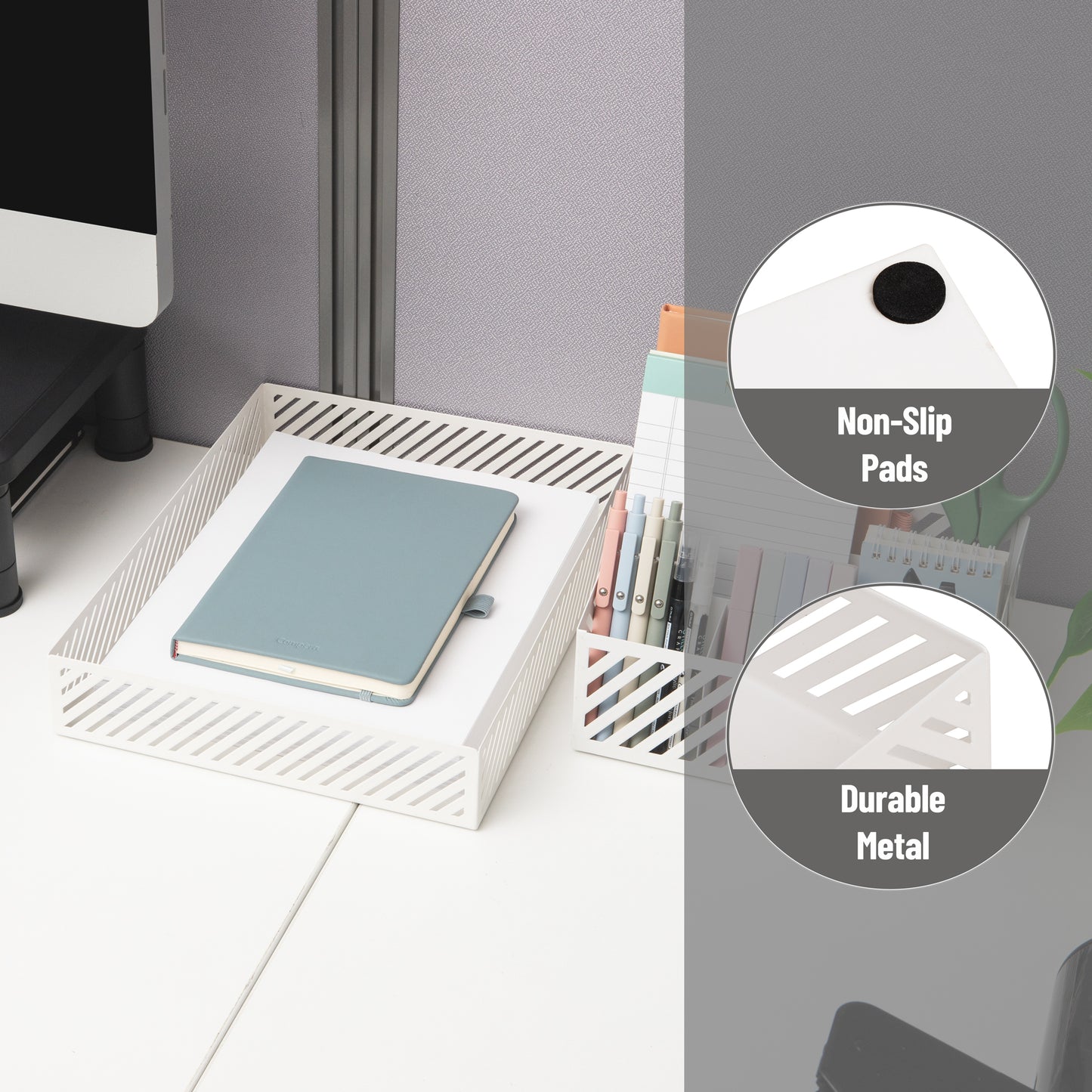 Mind Reader Metal Letter Size Paper Tray, Desktop Document Organizer with Non-Slip Pads, Office Desk Accessory Tray, Metal
