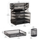 Mind Reader Mesh Desk Organizer, 6 Compartments, 1 Drawer, 2 Pen Cups, Office Desktop Organizer, Metal Mesh, Black