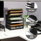 Mind Reader Mesh Desk Organizer, 6 Compartments, 1 Drawer, 2 Pen Cups, Office Desktop Organizer, Metal Mesh, Black