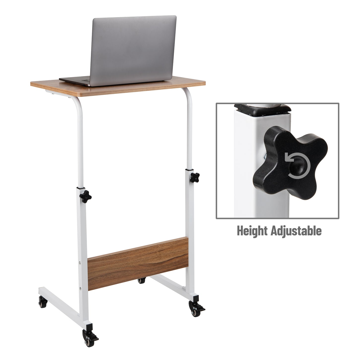 Mind Reader Standing Desk, Laptop Stand, Height Adjustable, Computer Table, Work Table, MDF, 21.75"L x 15.75"W x 33"H, White