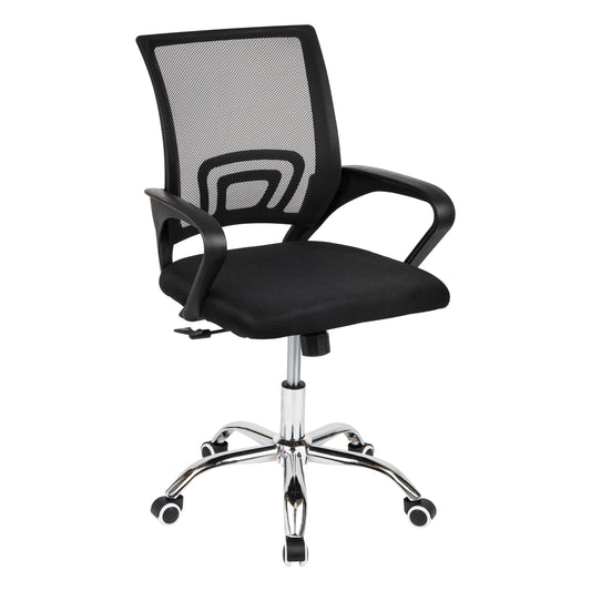 Mind Reader 9-to-5 Collection, Swivel Office Chair with Wheels, 22.5"L x 22.5"W x 33-37"H, Black