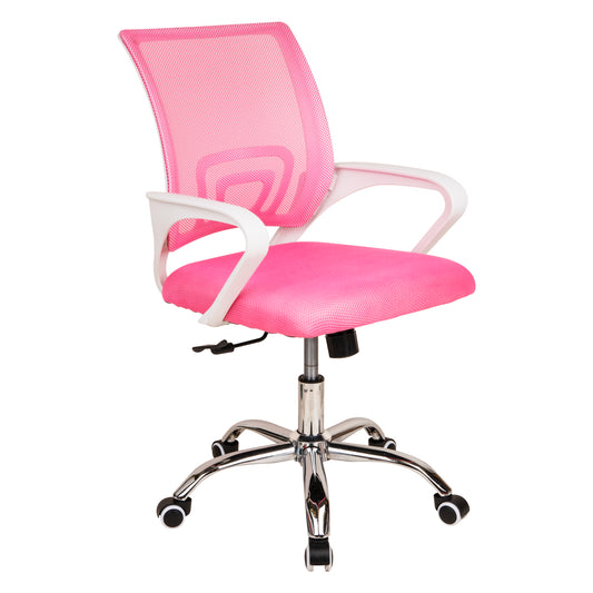 Mind Reader Office Chair with Wheels, Height Adjustable Mesh Desk Chair with Armrests and Lumbar Support, Computer Chair, Pink