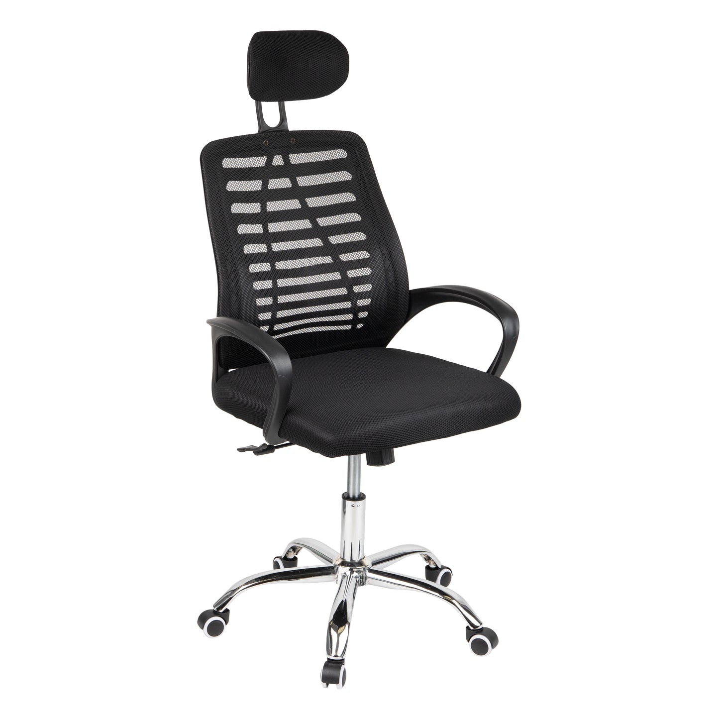 Mind Reader Swivel Office Chair with Headrest, Height Adjustable, Desk Chair, Office, 24"L x 20"W x 44-50"H, Black