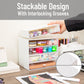 Mind Reader Stackable Craft Organizer with Drawers, Modular Storage Tower, Interlocking Design for Art Supplies, Office Supplies, Sewing, Beads, Plastic, Set of 5, White
