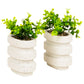 Mind Reader Ribbed Cement Planter Bookends, Faux Greenery for Shelves and Desk Decor, Set of 2, White