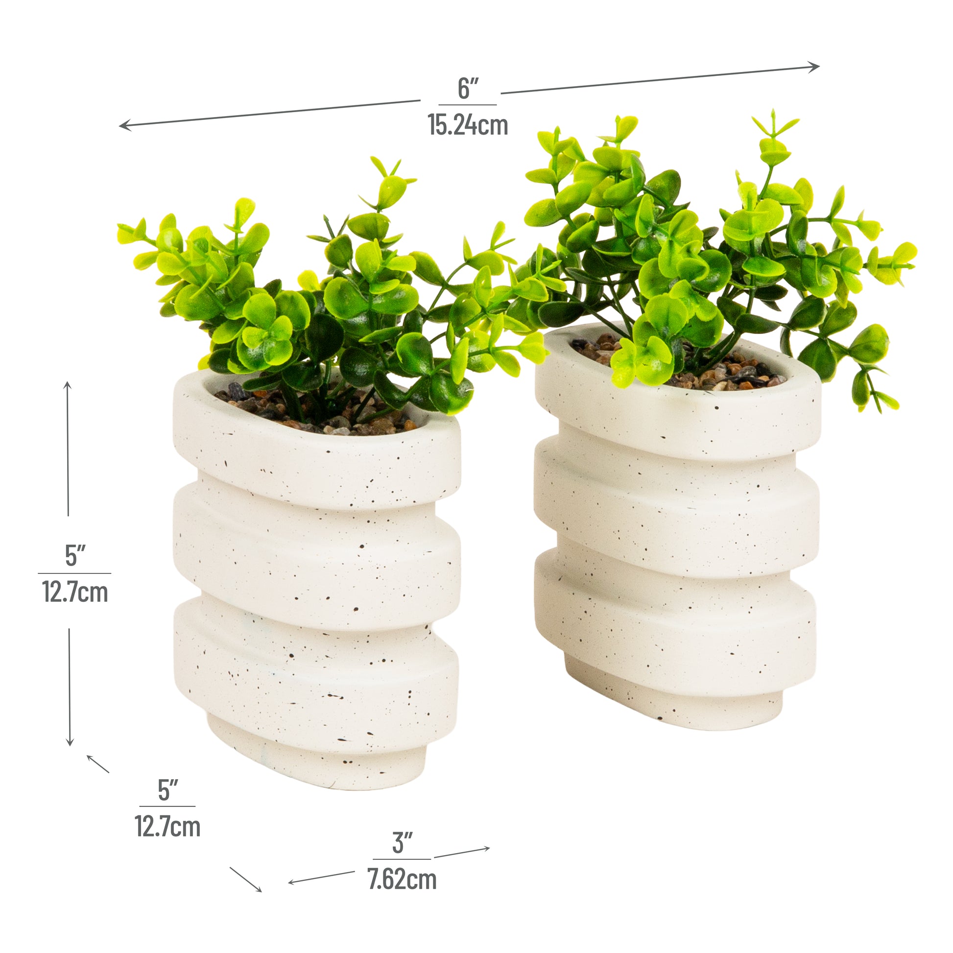 plant pot bookends Mind Reader Ribbed Cement Planter Bookends, Faux Greenery for Shelves – Mindreaderstore