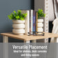 Mind Reader Ribbed Cement Planter Bookends, Faux Greenery for Shelves and Desk Decor, Set of 2, White