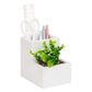 Mind Reader Ceramic Desktop Planter Pencil Cup, Desk Organizer with Faux Succulent, White