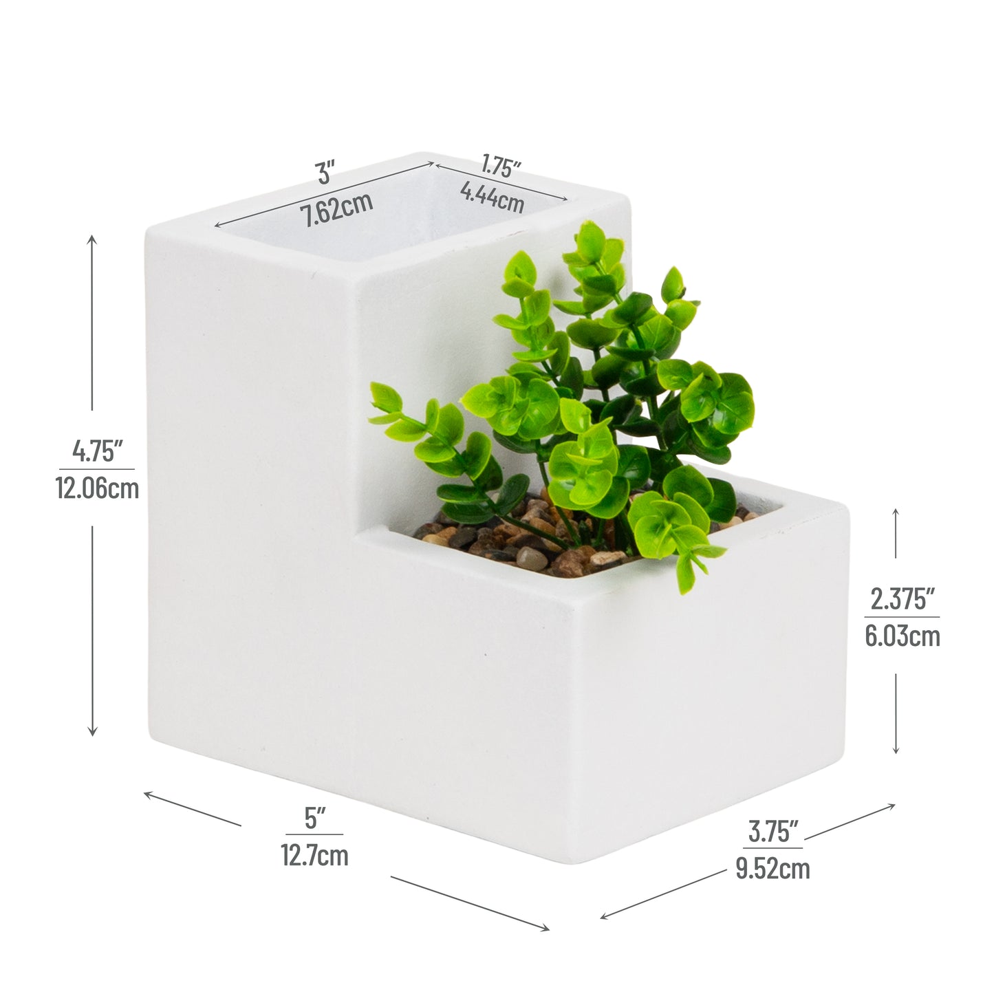 Mind Reader Ceramic Desktop Planter Pencil Cup, Desk Organizer with Faux Succulent, White