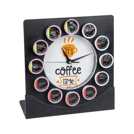 Mind Reader Single Serve Coffee Pod Clock, 12 Pod Capacity, Countertop or Wall Mount, 12.5"L x 4.25"W x 12.25"H, Black