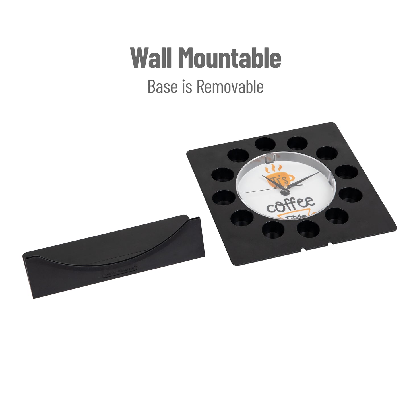 Mind Reader Single Serve Coffee Pod Clock, 12 Pod Capacity, Countertop or Wall Mount, 12.5"L x 4.25"W x 12.25"H, Black