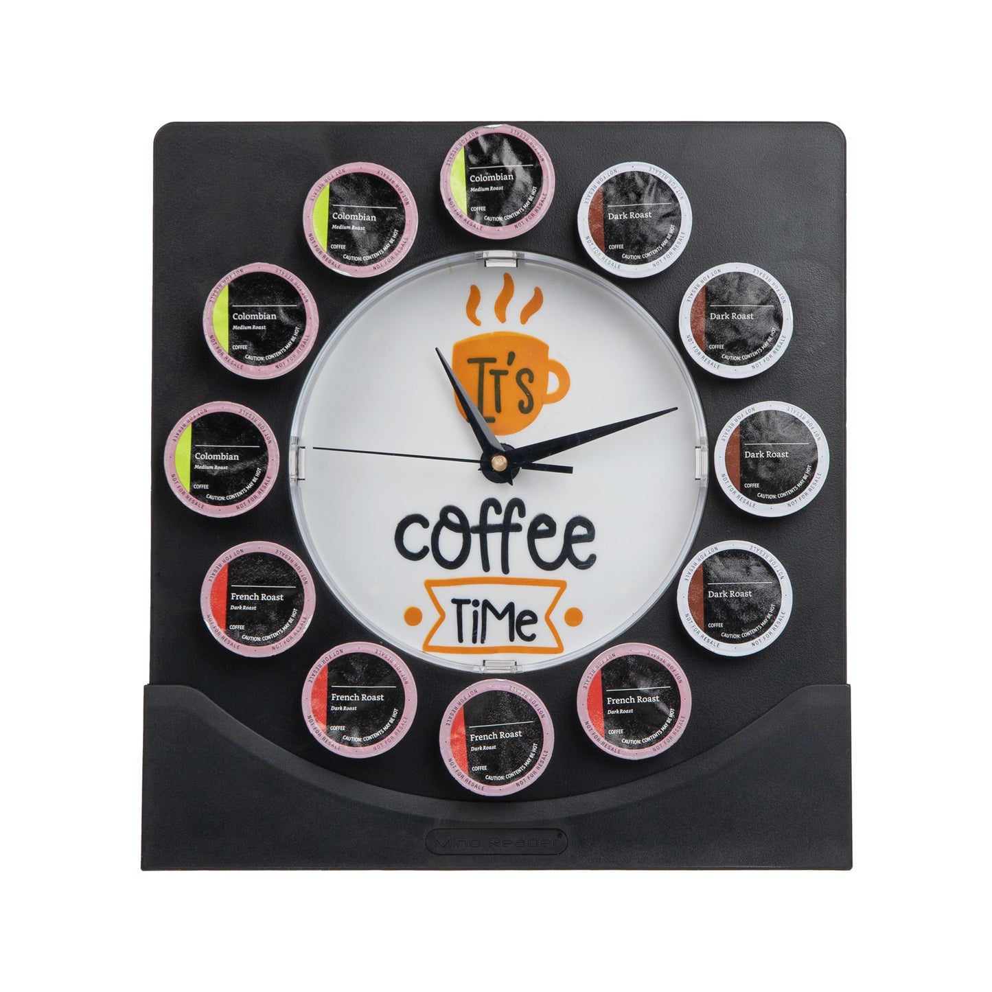 Mind Reader Single Serve Coffee Pod Clock, 12 Pod Capacity, Countertop or Wall Mount, 12.5"L x 4.25"W x 12.25"H, Black