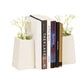 Mind Reader Cement Planter Bookends with Faux Plants, Decorative Book Ends for Shelves and Desk, Set of 2, White