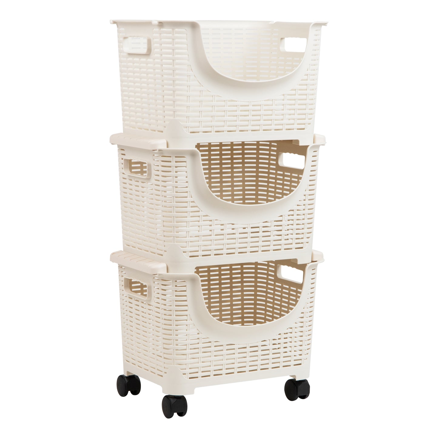 Mind Reader Plastic Storage Cart, Kitchen Storage, Rolling, Toy Storage, Laundry, Kitchen, 14.75"L x 11"W x 28.25"H, Ivory