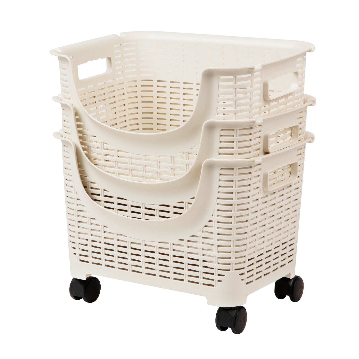 Mind Reader Plastic Storage Cart, Kitchen Storage, Rolling, Toy Storage, Laundry, Kitchen, 14.75"L x 11"W x 28.25"H, Ivory