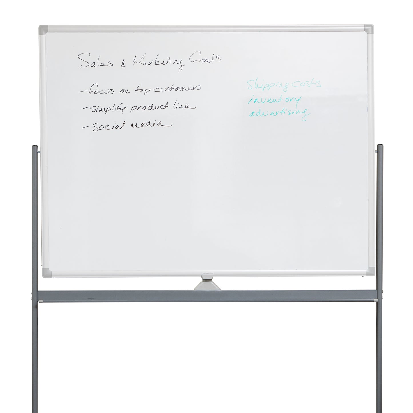 Mind Reader Rolling Double-Sided Dry Erase Magnetic Board, Board Size: 47 x 35.5, Overall Size 49.5"L x 21"W x 73.5"H, White