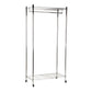Mind Reader Heavy Duty Rolling Garment Rack with Adjustable Bar, Double Shelves & Locking Wheels, Chrome Steel Clothing Organizer, Chrome