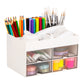 Mind Reader Craft Supply Organizer with Top Tray and 4 Drawers, Desktop Storage for Pens, Scissors, Tape, Beads and Accessories, Plastic, White
