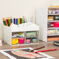 Mind Reader Craft Supply Organizer with Top Tray and 4 Drawers, Desktop Storage for Pens, Scissors, Tape, Beads and Accessories, Plastic, White