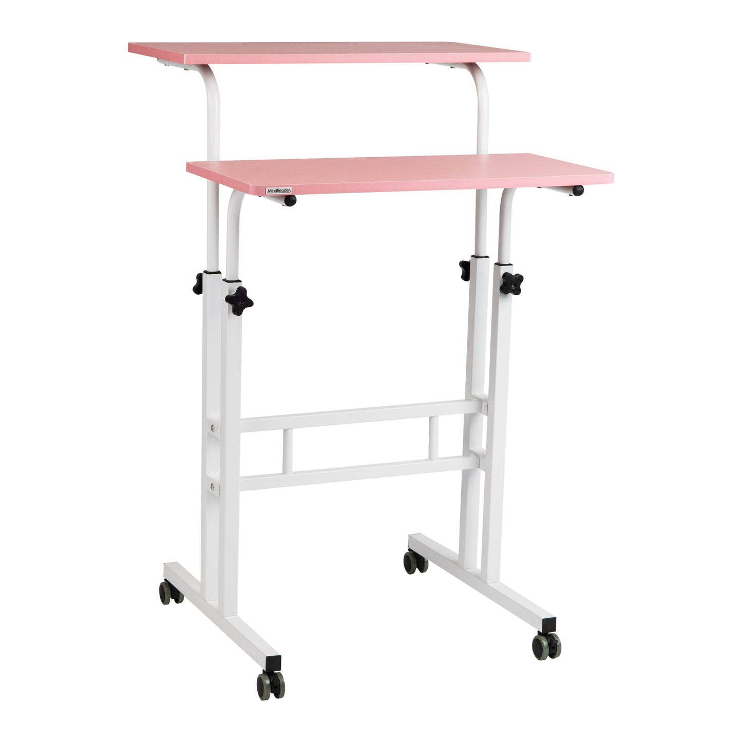 Mind Reader Standing Desk, Adjustable Height, Computer Desk, Laptop Desk, Portable, Rolling, 23.5"L x 19.5"W x 39"H