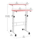 Mind Reader Standing Desk, Adjustable Height Laptop Workstation, Portable Rolling Desk on Wheels, Two-Tier Metal Frame