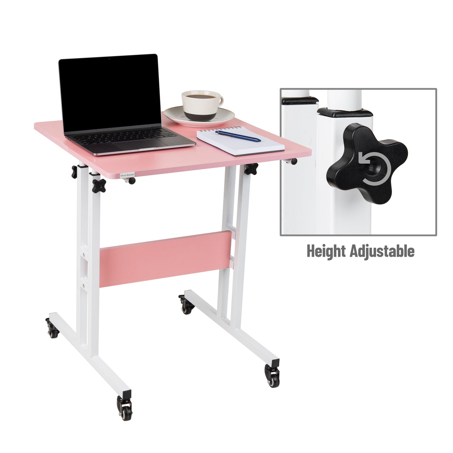 Mind Reader Standing Desk, Adjustable Height, Computer Desk, Laptop Desk, Portable, Rolling