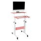 Mind Reader Standing Desk, Adjustable Height Laptop Workstation, Portable Rolling Desk on Wheels, Two-Tier Metal Frame