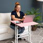 Mind Reader Standing Desk, Adjustable Height Laptop Workstation, Portable Rolling Desk on Wheels, Two-Tier Metal Frame