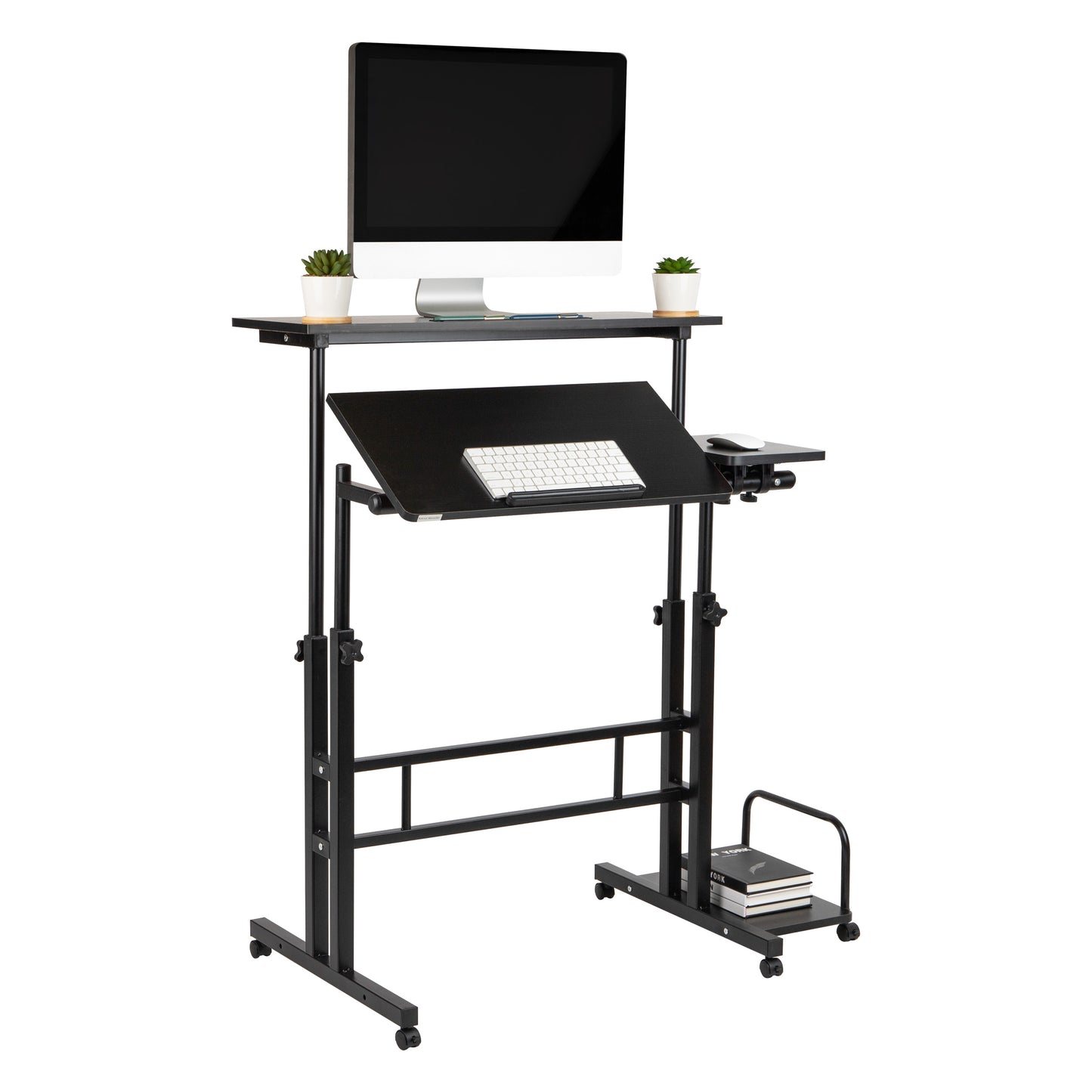 Mind Reader Standing Desk, Adjustable Height, Computer Desk, Laptop Desk, Portable, Rolling