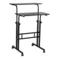 Mind Reader Standing Desk, Adjustable Height Laptop Workstation, Portable Rolling Desk on Wheels, Two-Tier Metal Frame