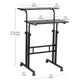 Mind Reader Standing Desk, Adjustable Height Laptop Workstation, Portable Rolling Desk on Wheels, Two-Tier Metal Frame