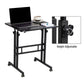 Mind Reader Standing Desk, Adjustable Height Laptop Workstation, Portable Rolling Desk on Wheels, Two-Tier Metal Frame
