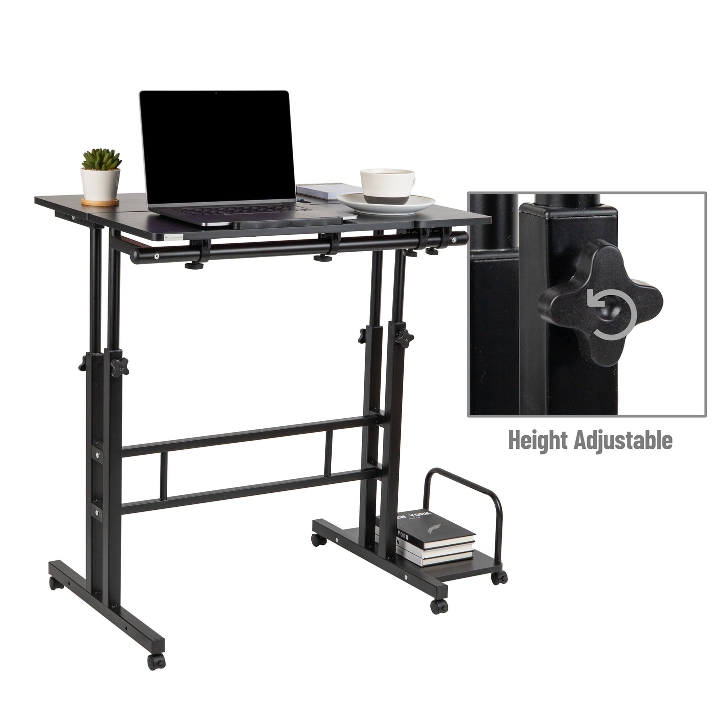 Mind Reader Standing Desk, Adjustable Height, Computer Desk, Laptop Desk, Portable, Rolling