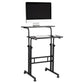 Mind Reader Standing Desk, Adjustable Height Laptop Workstation, Portable Rolling Desk on Wheels, Two-Tier Metal Frame