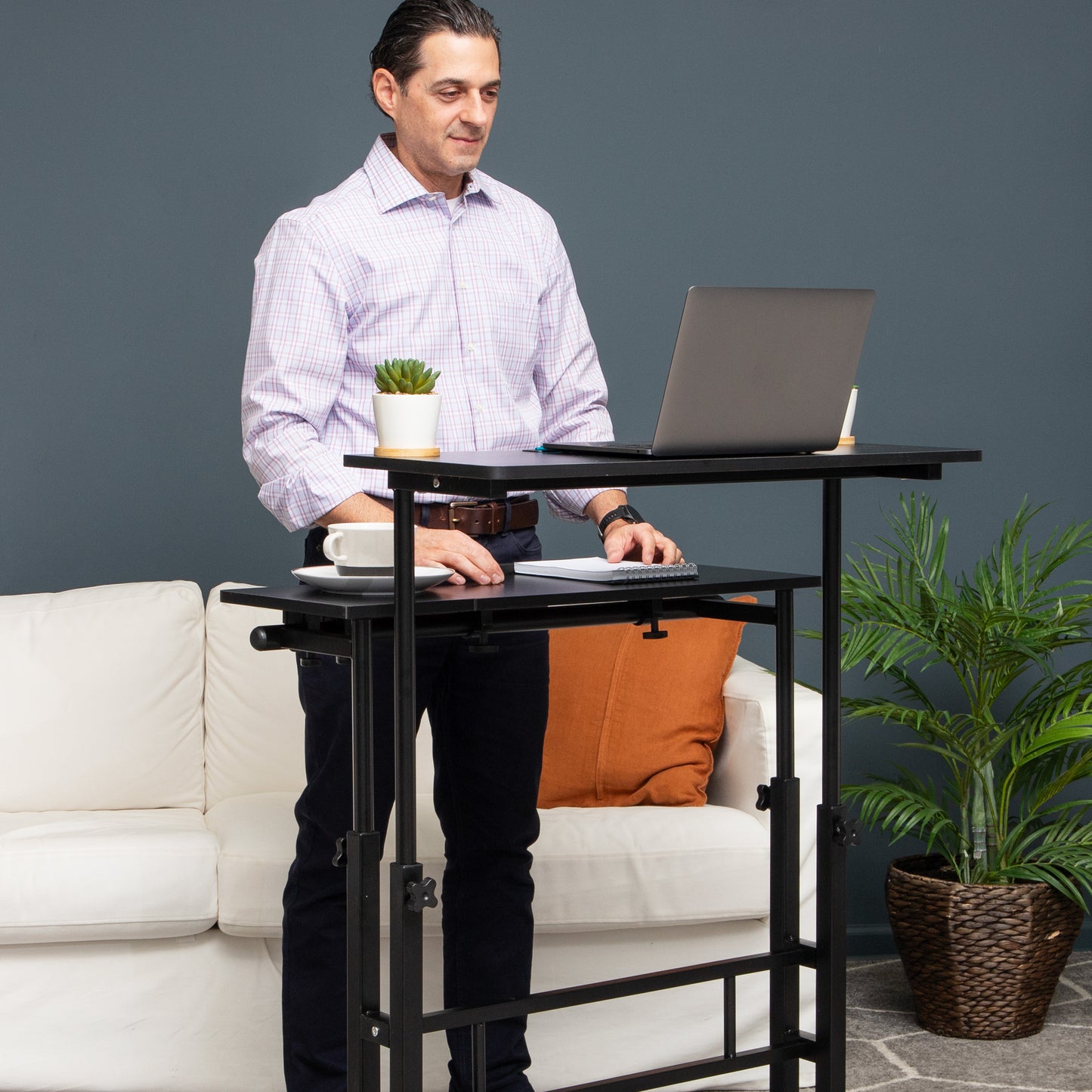 Mind Reader Standing Desk, Adjustable Height, Computer Desk, Laptop Desk, Portable, Rolling