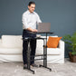 Mind Reader Standing Desk, Adjustable Height Laptop Workstation, Portable Rolling Desk on Wheels, Two-Tier Metal Frame