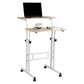 Mind Reader Standing Desk, Adjustable Height Laptop Workstation, Portable Rolling Desk on Wheels, Two-Tier Metal Frame