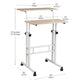 Mind Reader Standing Desk, Adjustable Height Laptop Workstation, Portable Rolling Desk on Wheels, Two-Tier Metal Frame