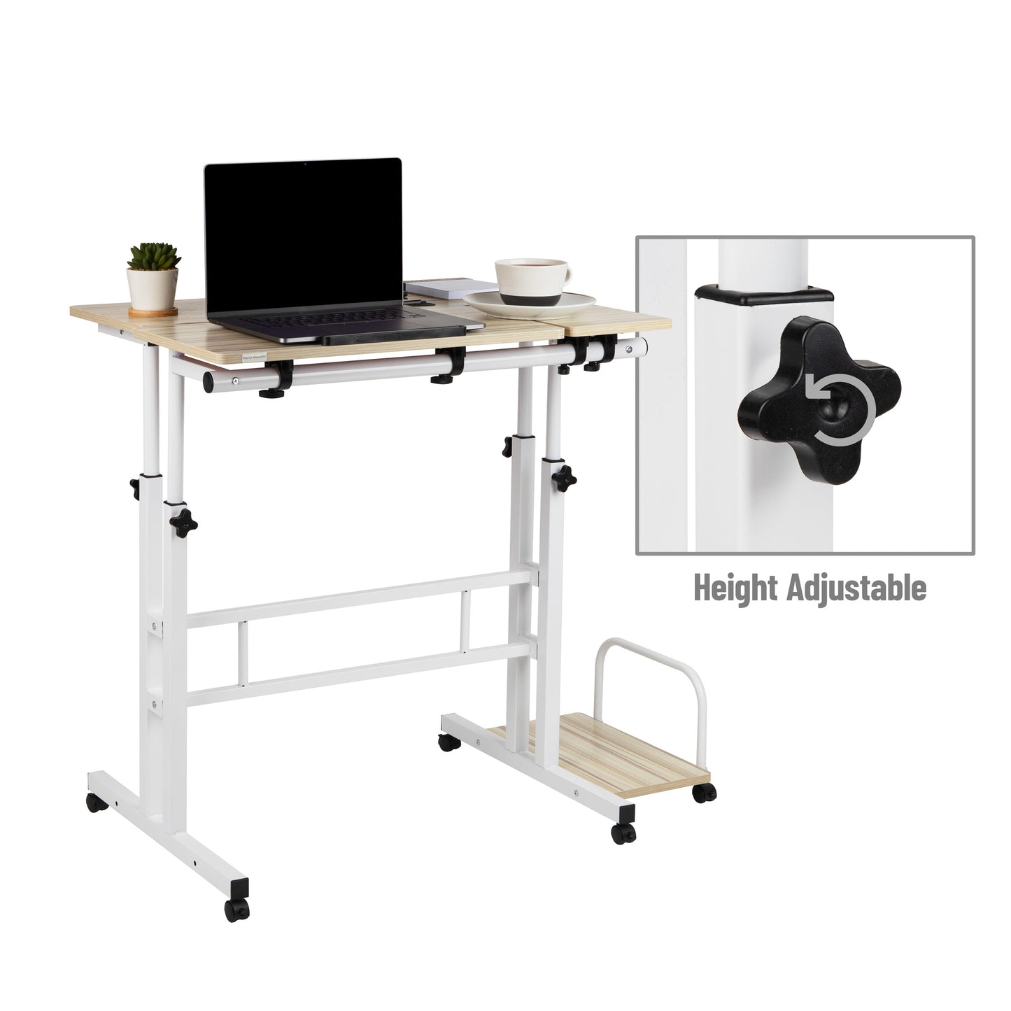 Mind Reader Standing Desk, Adjustable Height, Computer Desk, Laptop Desk, Portable, Rolling