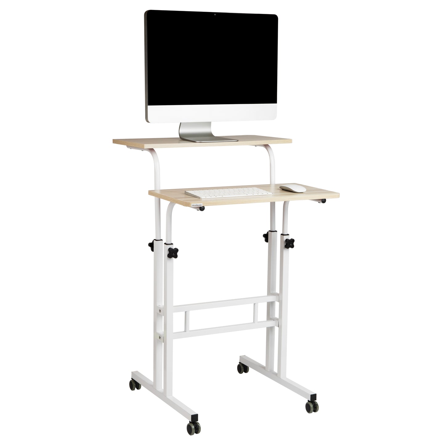 Mind Reader Standing Desk, Adjustable Height, Computer Desk, Laptop Desk, Portable, Rolling, 23.5"L x 19.5"W x 39"H