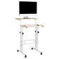 Mind Reader Standing Desk, Adjustable Height Laptop Workstation, Portable Rolling Desk on Wheels, Two-Tier Metal Frame